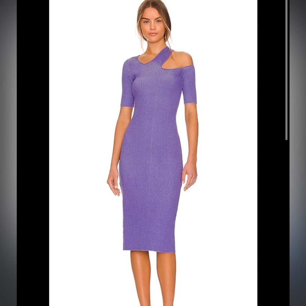 NWT Monrow Purple Ribbed Midi Dress Size XS